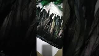 Тесьма из перьев петуха на ленте 25-30, 30-35 см. Черный цвет